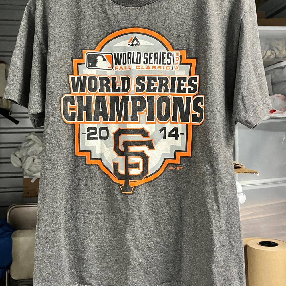 Alstyle Gray Crewneck Tee with Orange and Black Graphic
